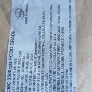 CMC 3500 cps food grade label