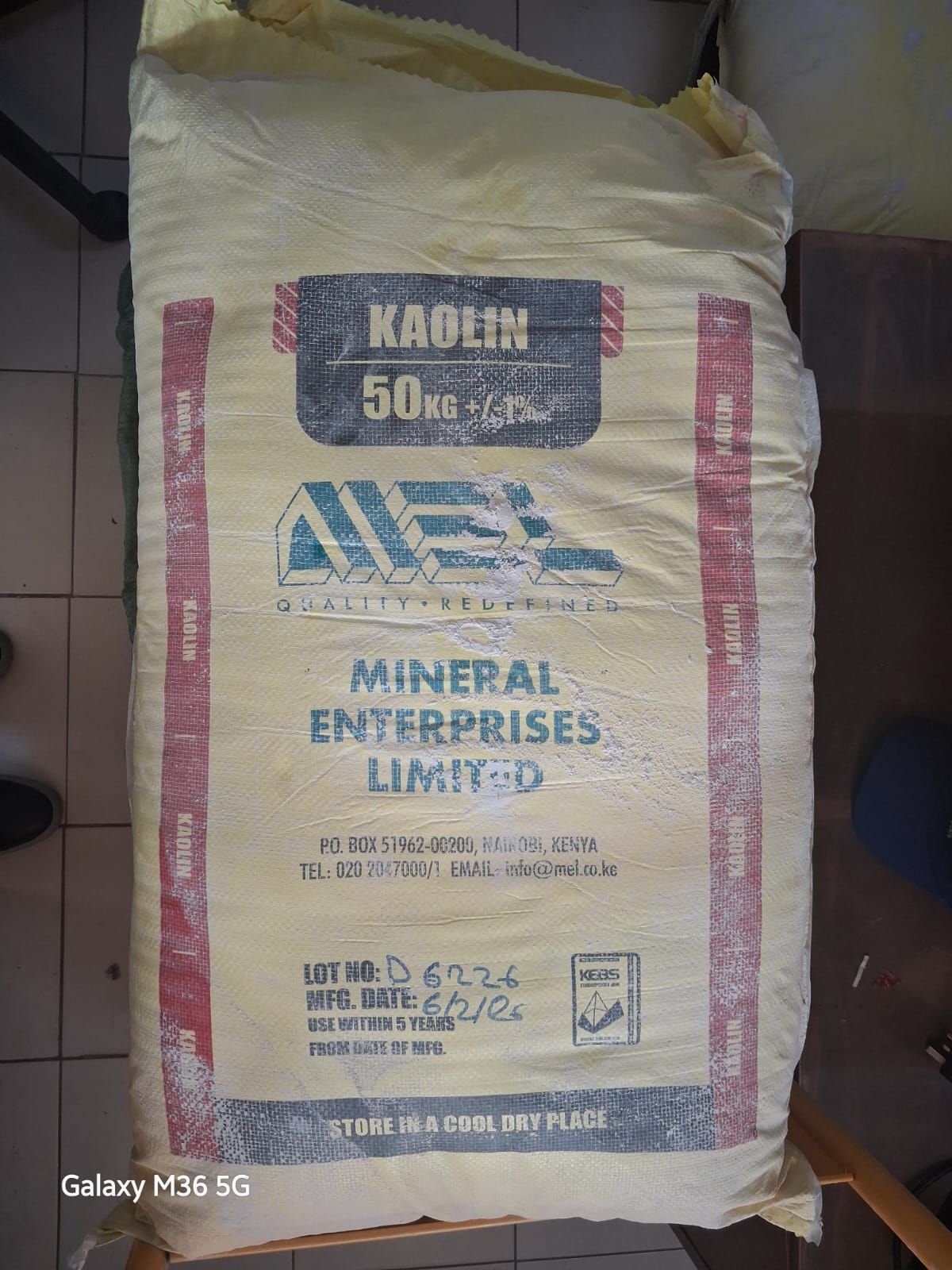 Kaolin 50 kg bag by Mineral Enterprises Limited Kenya