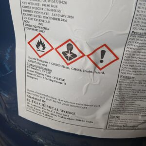 Mixed Xylene 180 kg drum label